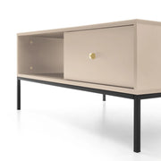 Beżowa ława do salonu Monolith L104 z szufladą z ujęcia od dołu