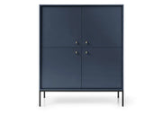 Wysoka komoda w granatowym kolorze na czarnych nogach!