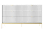 Komoda ryflowana z szufladami na złotych nogach. Heydoo.pl