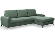 Zielony narożnik do salonu z funkcją spania Amari, strona prawa