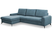 Błękitny narożnik do salony z funkcją spania Amari, strona lewa