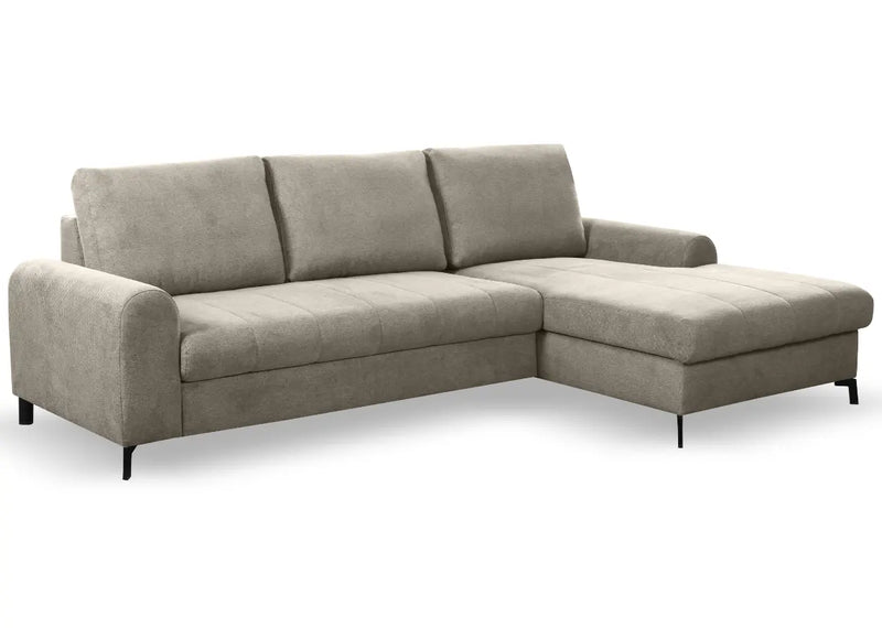 Beżowy narożnik z funkcją spania z prawej strony