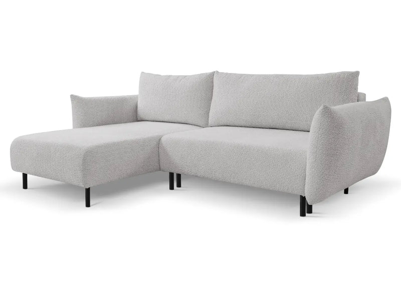 Jasno szary narożnik boucle Avelon, strona lewa