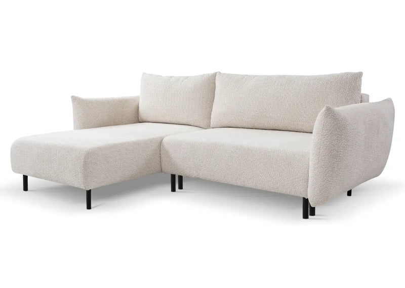 Kremowy narożnik boucle Avelon, strona lewa