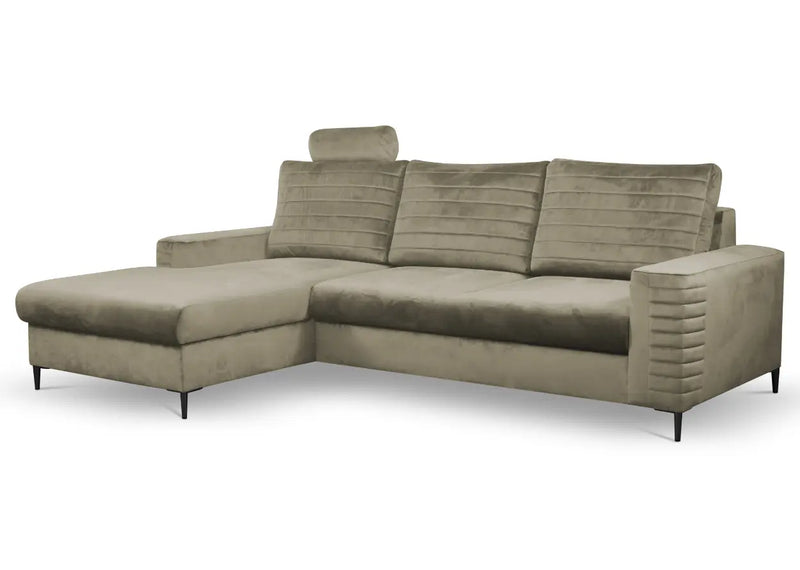 Beżowy narożnik w tkaninie Velutto Cosimo, strona lewa