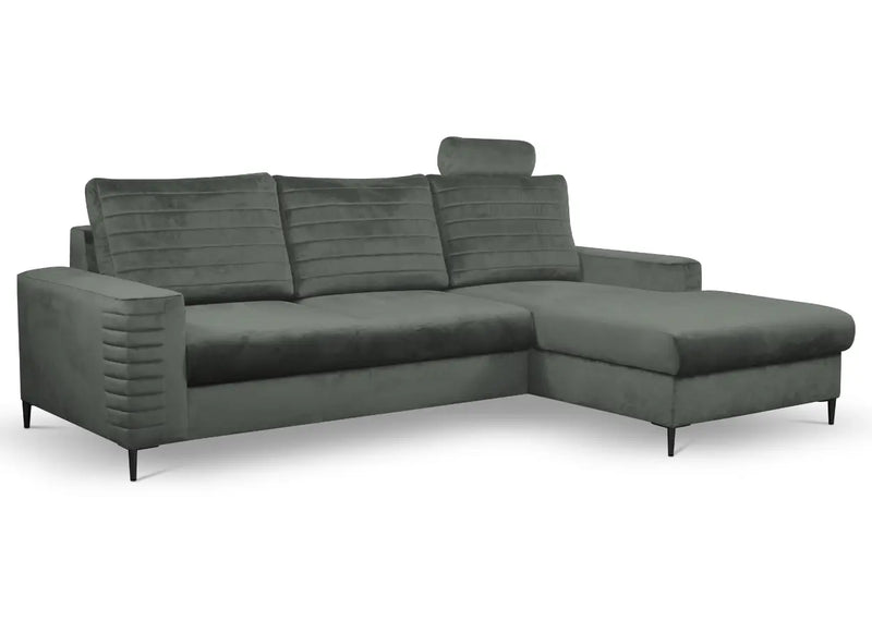 Grafitowy narożnik do salonu z funkcją spania Cosimo, strona prawa