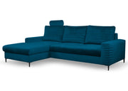 Granatowy narożnik w modnej tkaninie do salonu Cosimo, strona lewa