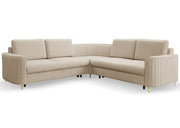 Beżowy narożnik z funkcją spania na nóżkach Luxor