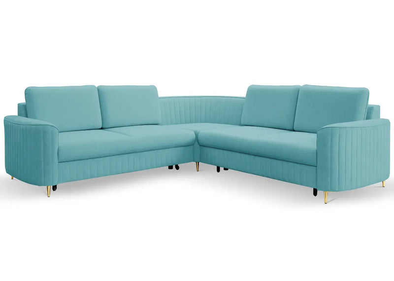 Duży narożnik z funkcją spania w kolorze turkusowym Luxor