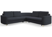 Duży narożnik do salonu, z funkcją spania w kolorze granatowym Luxor