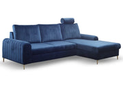 Granatowy narożnik z funkcją spania Montis, strona prawa