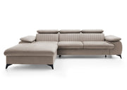 Beżowy narożnik z funkcją spania i pojemnikiem do salonu