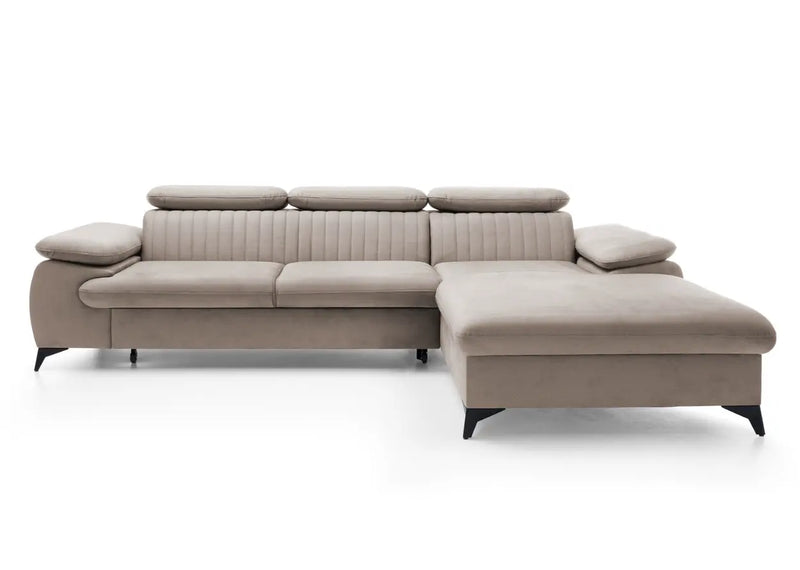 Beżowy narożnik z regulowanymi zagłowkami