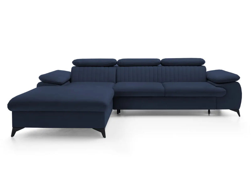 Elegancki, granatowy narożnik do Twojego salonu