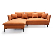 Lewy narożnik do salonu w kolorze miedzianym