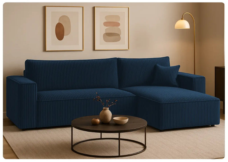 Narożnik z funkcją spania Ponny – tkanina Poso