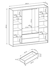 Duża szafa Naven 4D - grafitowa z lamelami dąb wymiary!