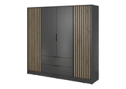 Grafitowa szafa z lamelami i szufladami