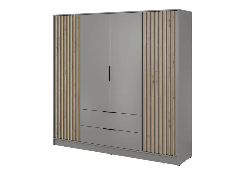 Duża, szara szafa z lamelami