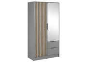 Szara szafa z drzwiami uchylanymi lamelami 