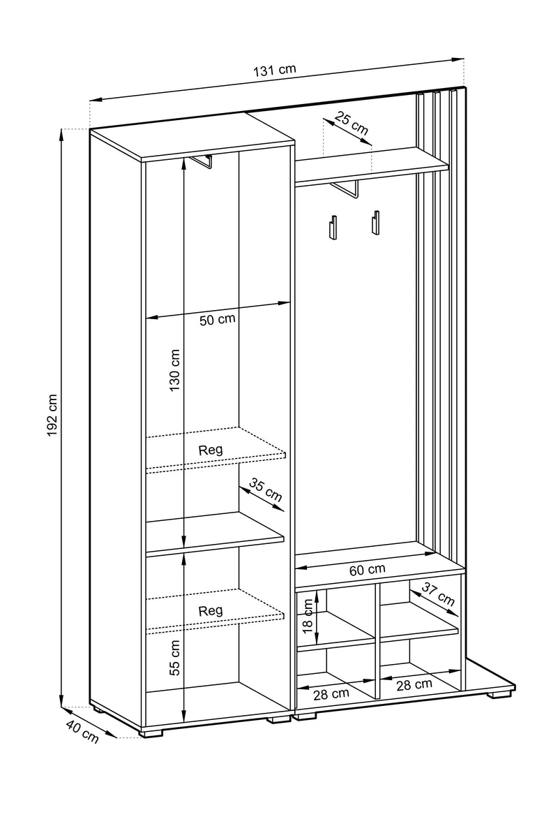 Szafa garderoba Naven z lustrem w aranżacji