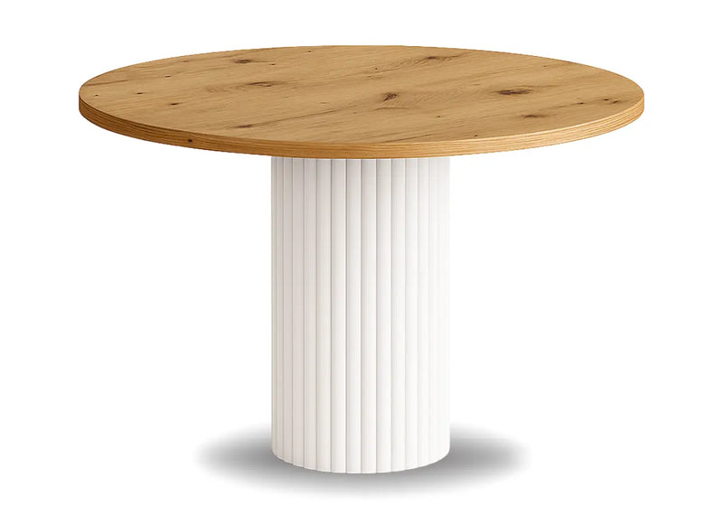 Blat artisan z białą noga w okrągłym stole nesta