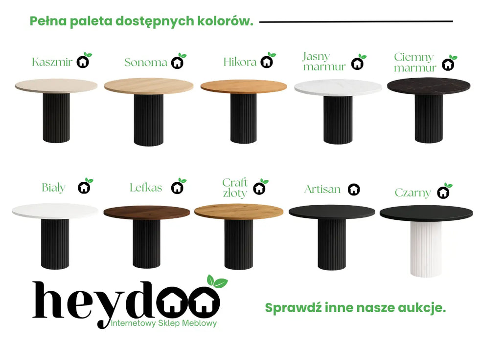 Zestawienie blatów do stołu Nesta z czarną nogą