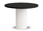 Czarny okrągły blat i biała noga w stole Nesta