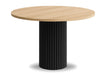 Okrągły blat w kolorze sonoma i czarna noga stołu Nesta