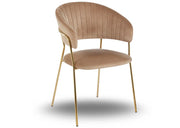 Beżowe krzesło na złotym stelażu