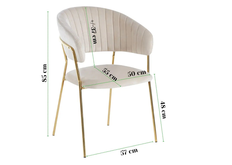 Wymiary krzesła na złotym stelażu