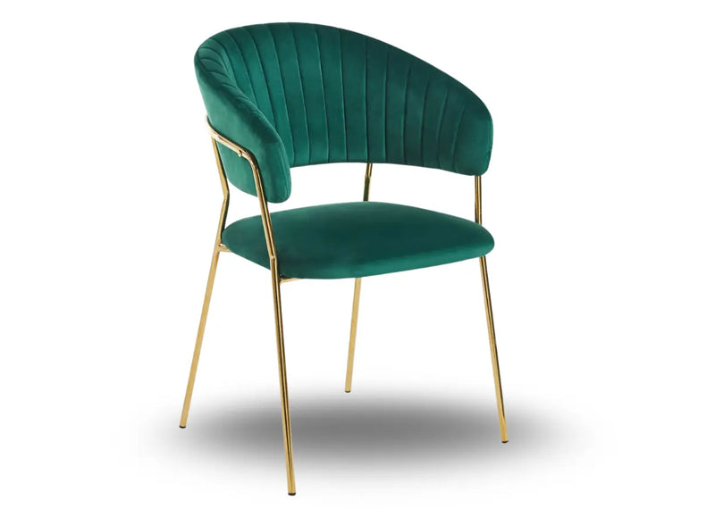 Zielone krzesło na złotym stelażu