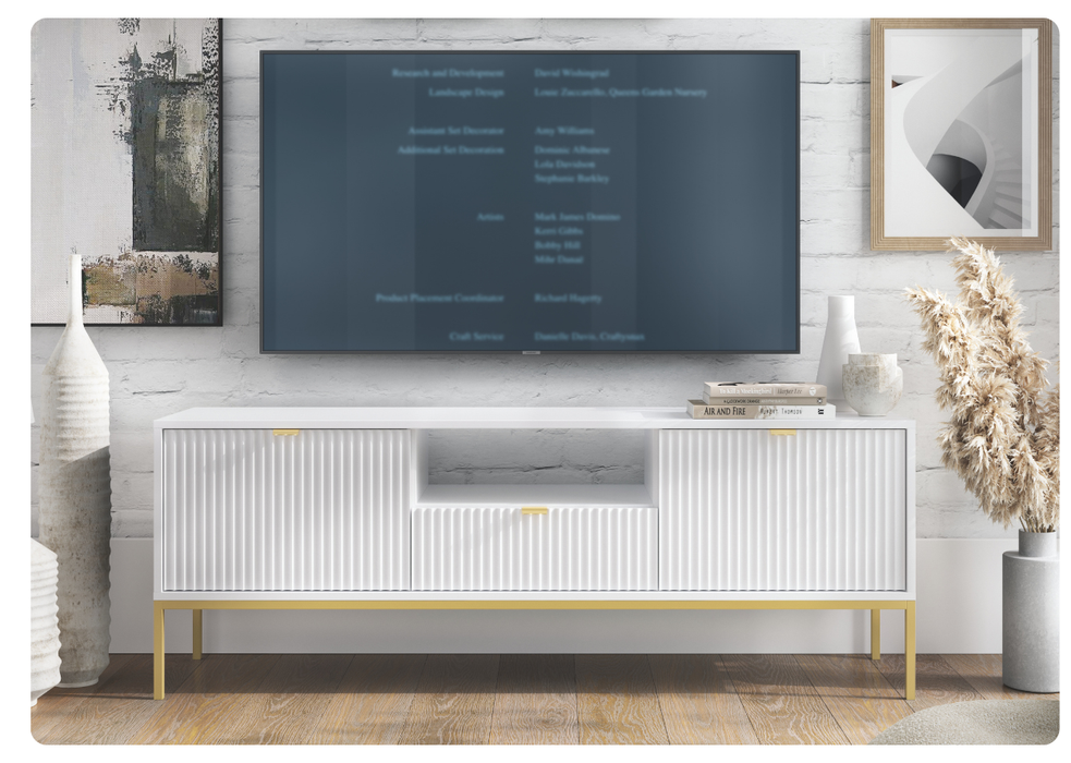 Modna szafka rtv w kolorze białym - Nova