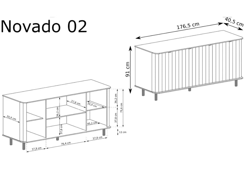 Wymiary nowoczesnej komody Novado 02
