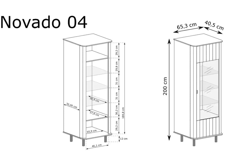 Witryna Novado-04 – stylowa witryna do salonu i jadalni z wymiarami