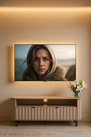 Szafka RTV szara lub biała NOVADO 6 w nowoczesnym salonie