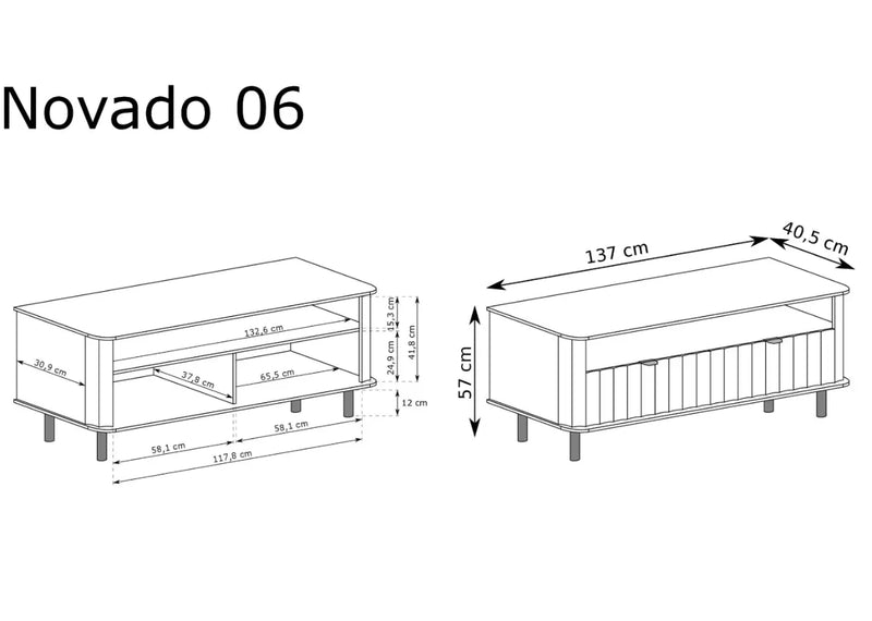 Szafka RTV szara lub biała NOVADO 6 z wymiarami