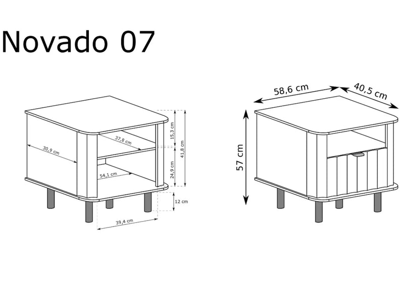 Szafka nocna NOVADO 7 – wąski, mały i prosty stolik nocny z wymiarami