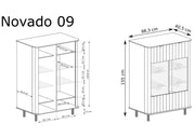 Witryna NOVADO 9 – szeroka i nowoczesna witryna do salonu  w modnym salonie z wymiarami