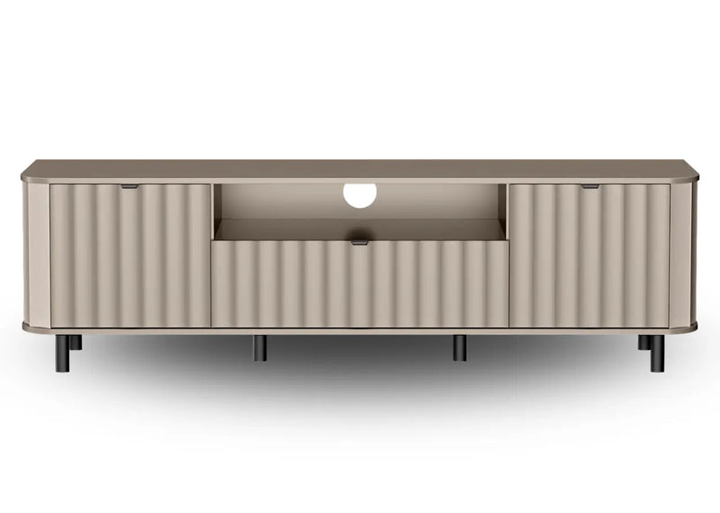 Szafka RTV Novado 5 – szara ryflowana szafka pod TV 