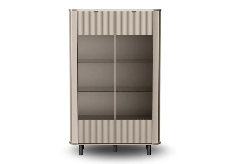 Witryna NOVADO 9 – szeroka i nowoczesna witryna do salonu w kolorze szarym