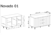 Wumiary komody z szufladami Novado 01