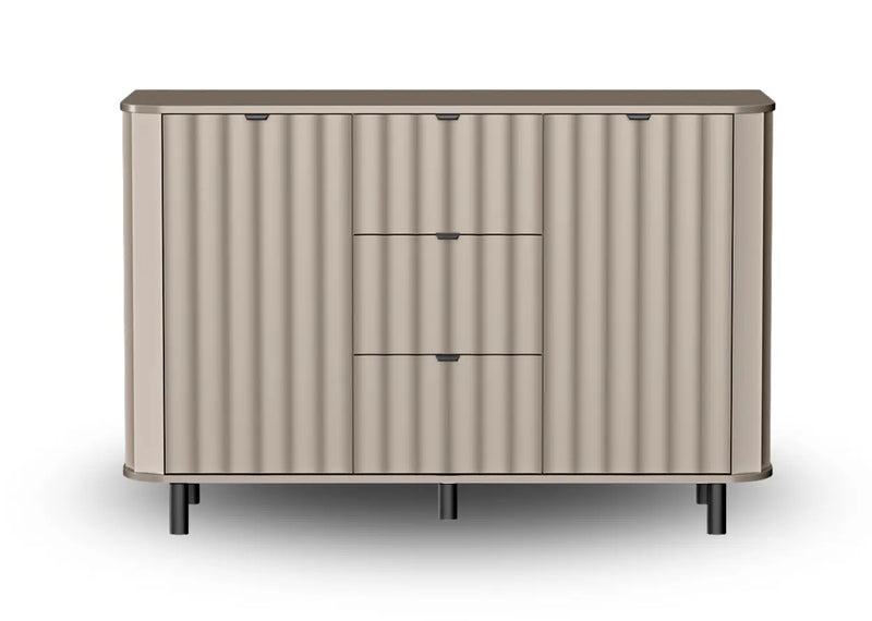 Novado 01 – komoda z frezowanymi frontami i cichym domykiem w kolorze szarym