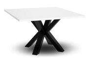 Stolik kawowy, kwadratowy z białym blatem i czarnym blatem 