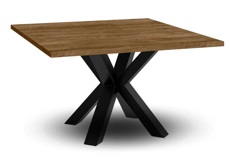 Kwadratowy stolik kawowy z czarną nogą i blatem lefkas