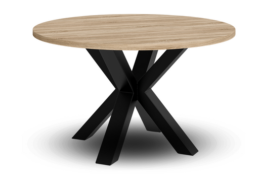 Stolik kawowy na czarnej nodze z blatem w kolorze sonoma