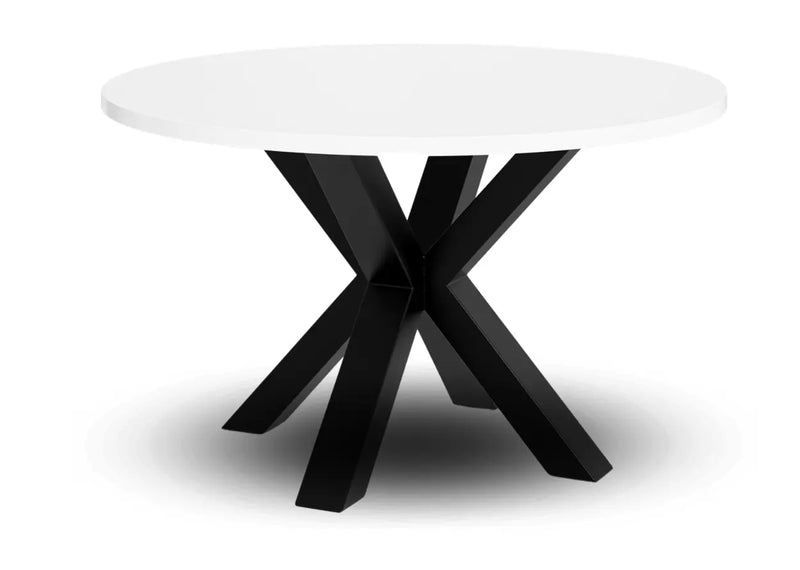 Elegancki stolik kawowy z czarną nogą i białym blatem