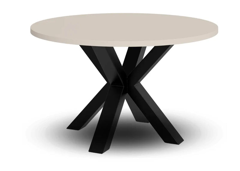 Okrągły stolik kawowy z kaszmirowym blatem i czarną nogą