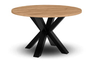 Elegancki, okrągły stolik kawowy z blatem kraft złoty i czarną nogą