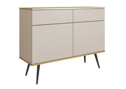 Beżowa komoda na czarnych nogach do salonu i sypialni